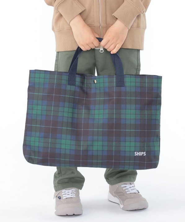 SHIPS KIDS:オリジナル タータンチェック レッスン トートバッグ