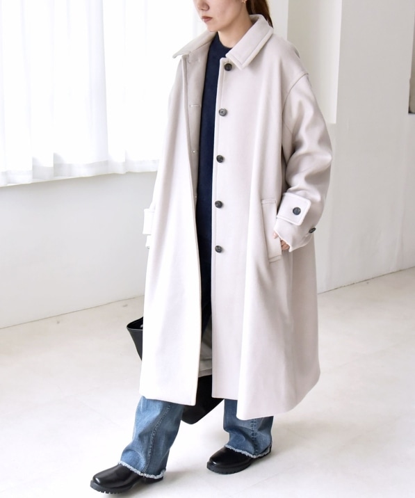 quaranciel: PURE WOOL スタンド & ステンカラー ロング コート