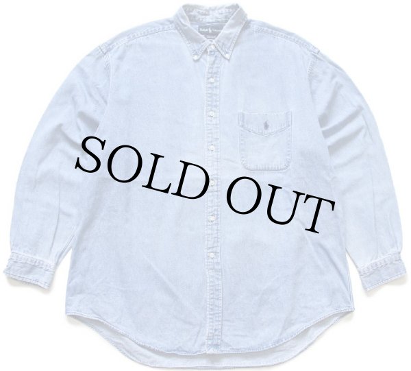 90s ラルフローレン BIG SHIRT ワンポイント ポケット付き ボタン