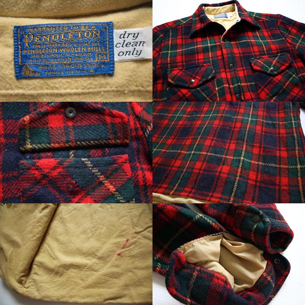 70s USA製 PENDLETONペンドルトン 裏地付き ウール シャツジャケット