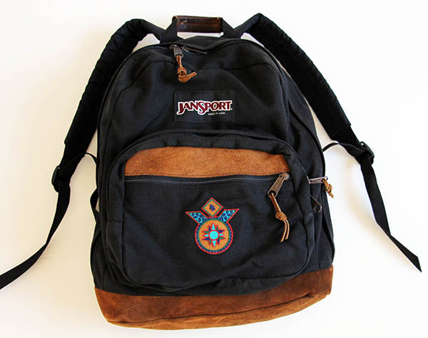 90s USA製 JANSPORTジャンスポーツ パッチ付き ボトムレザー リュック
