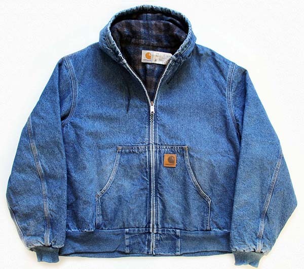 80s USA製 carharttカーハート チェックライナー デニム アクティブ
