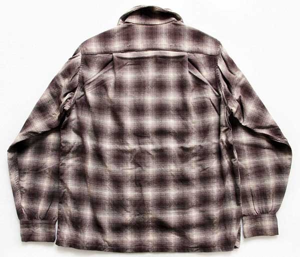 50s PENDLETONペンドルトン オンブレチェック オープンカラー ウール