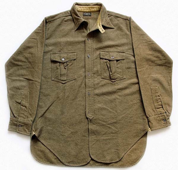 30s EVER WARM RICE-FRIEDMAN チンスト マチ付き ウールシャツ