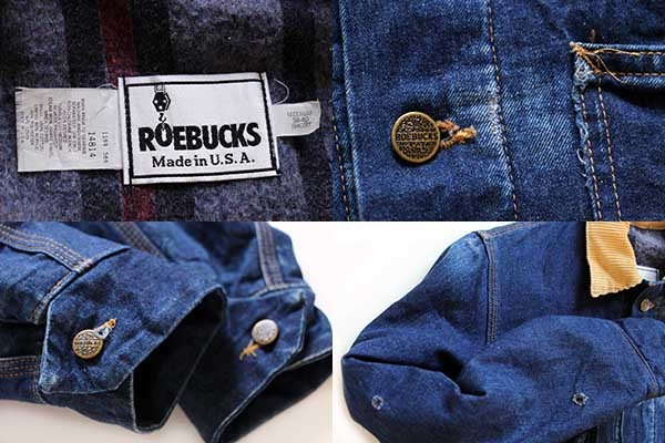 80s USA製 ROEBUCKS ブランケットライナー デニム カバーオール M-S