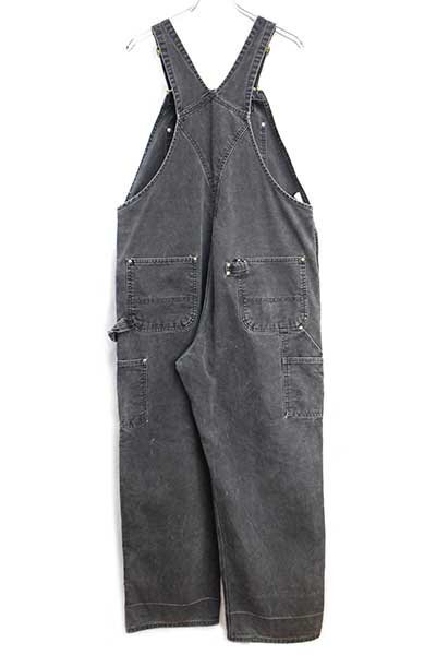 80s USA製 carharttカーハート ダック地 ダブルニー オーバーオール 黒