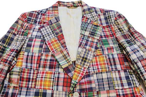 80s USA製 UNKNOWN マドラスチェック パッチワーク 2つボタン