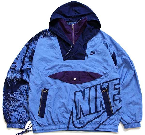 90s NIKEナイキ 総柄 切り替え プルオーバー ナイロンパーカー&パンツ