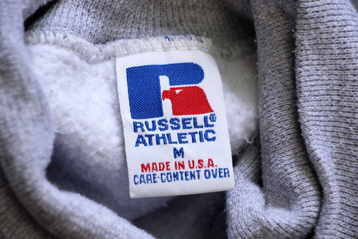 90s USA製 RUSSELLラッセル 無地 タートルネック 前V スウェット 杢
