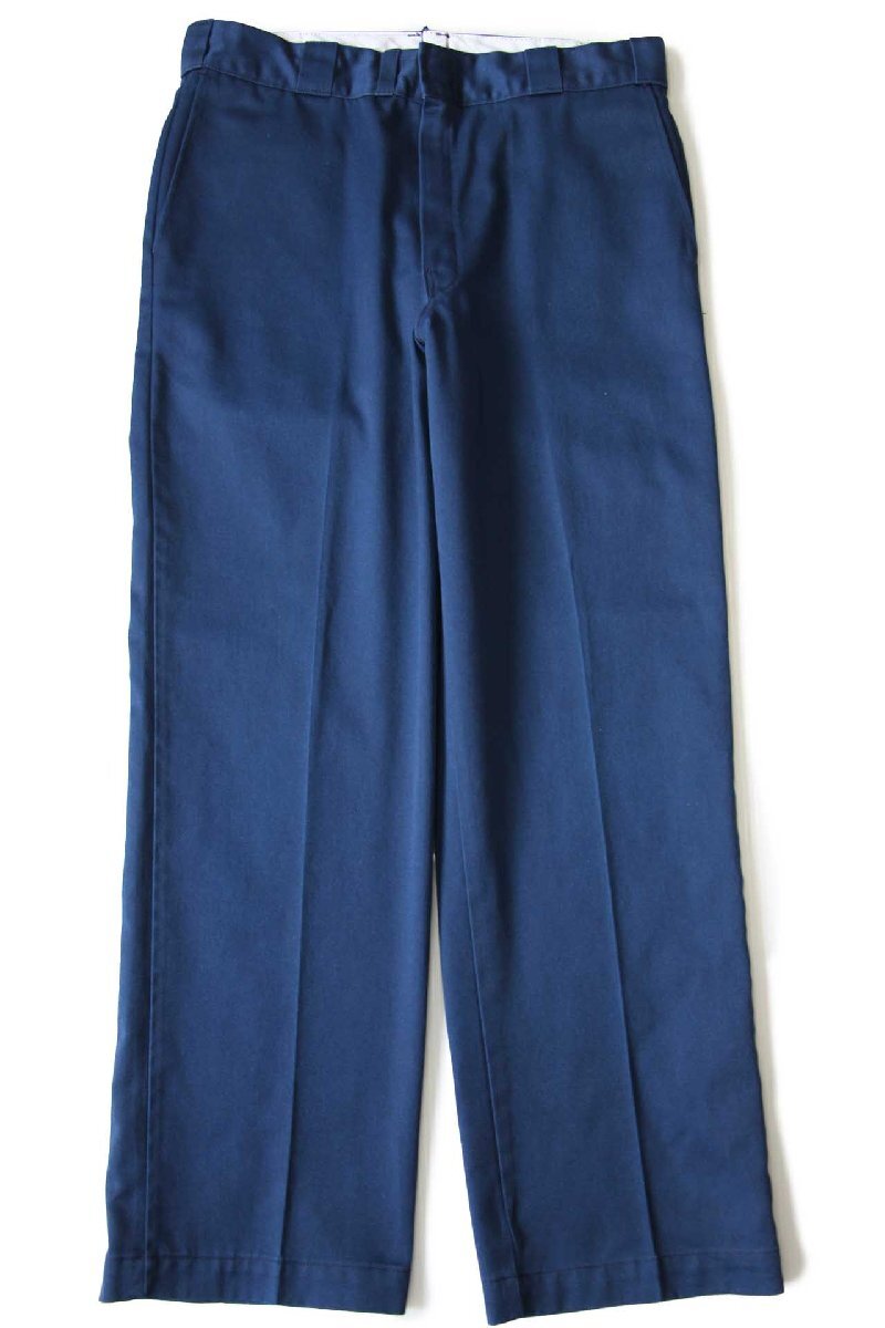 80s USA製 Dickiesディッキーズ ワークパンツ 紺 W34 L30☆874