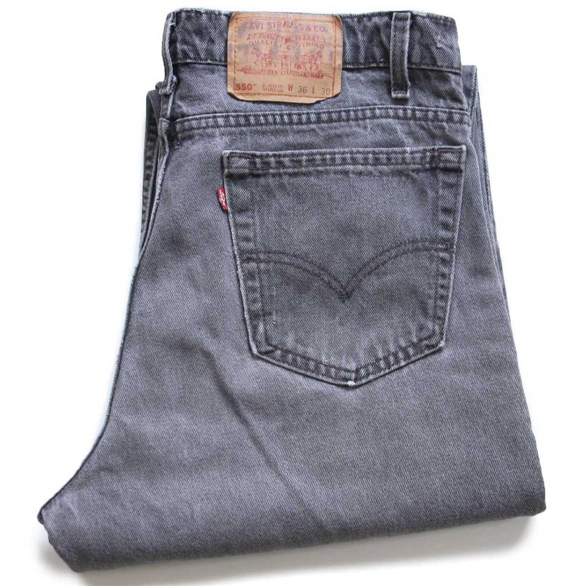 90s USA製 Levi'sリーバイス 550 ダメージ ブラック デニムパンツ