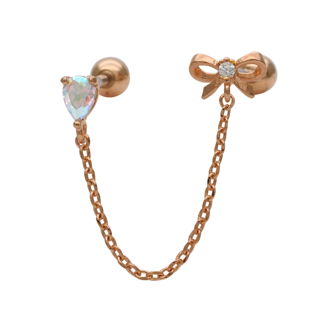 16G ］華奢リボン とオーロラビジュー がフェミニンな印象に。チェーン