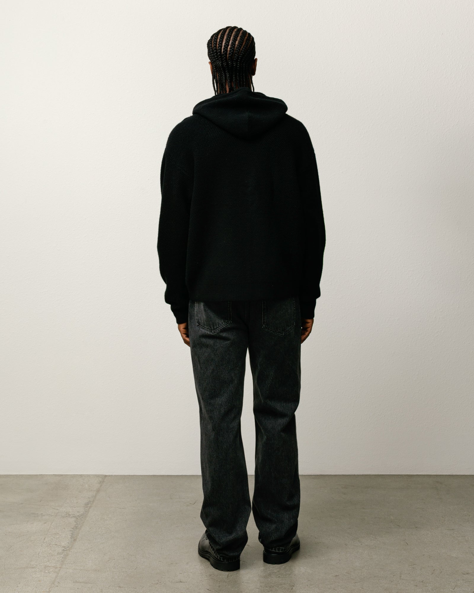 Textured Zip Hooded Sweater – Black | Tops & Knits | Stüssy