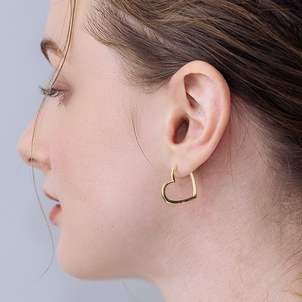 HEART CLICK HOOP PIERCED EARRING(L/片耳用)(2JP0967)K10 ピアス
