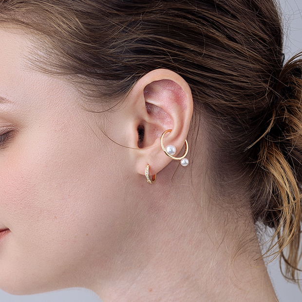 DIAMOND CLICK HOOP PIERCED EARRING(MS)(片耳用)(2JP0947)K10 ピアス