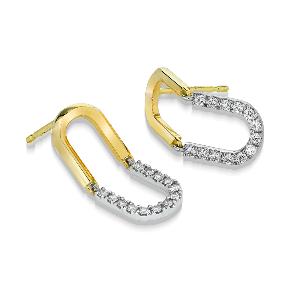CONTRASTING LINKS PIERCED EARRINGS(1ZP0946)K18 ピアス｜スター