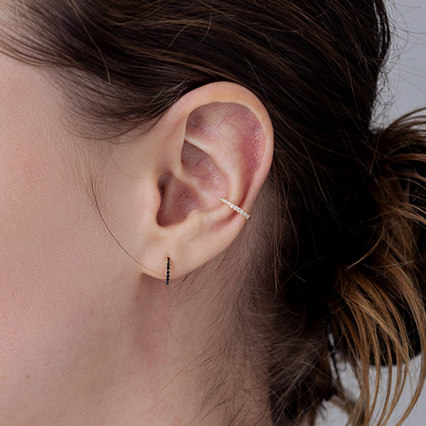 BLACK DIAMOND CLICK HOOP PIERCED EARRING(S)(2ZP1631)K18 ピアス