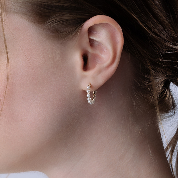 BABY PEARL HOOP PIERCED EARRING(M/片耳用)(2JP1010)K10 ピアス