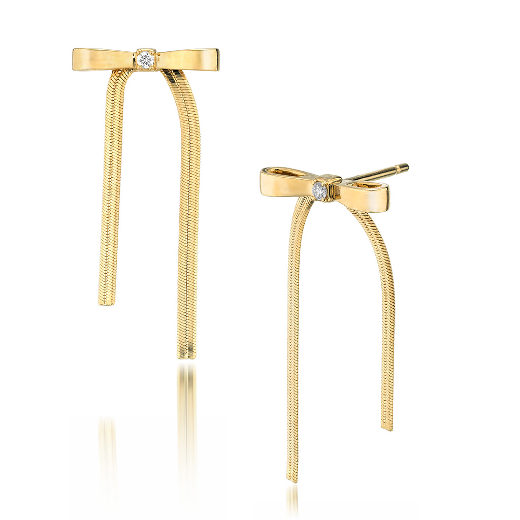 DIAMOND BOW PIERCED EARRINGS(1ZP0942)K18 ピアス｜スタージュエリー