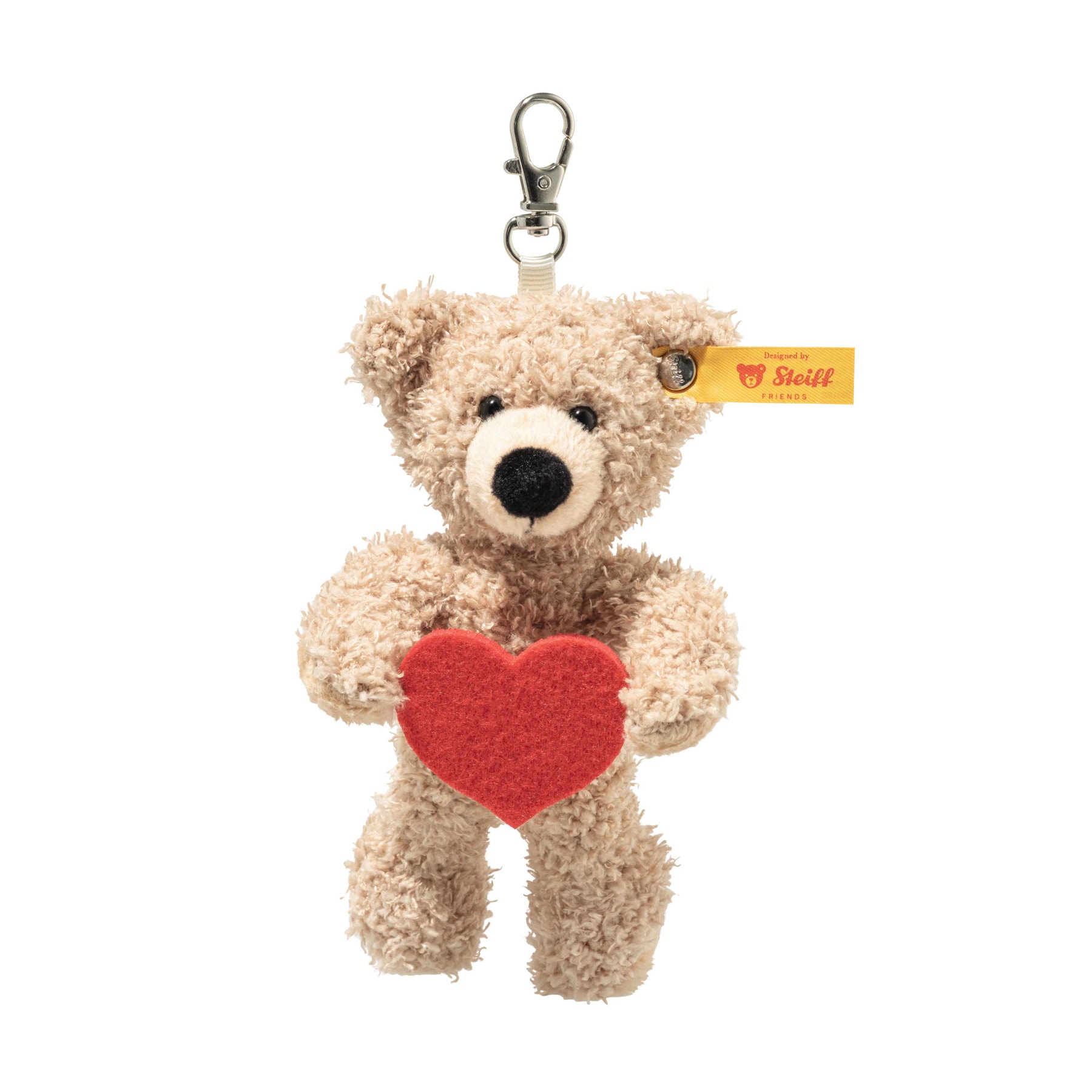 Fynn Teddy Bear with Heart Keyring, 5 in, beige - Steiff.com