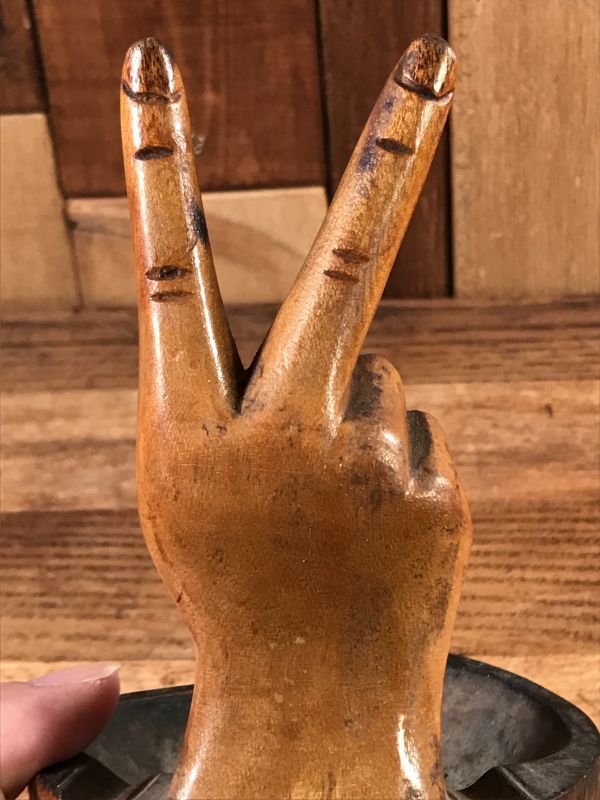 Peace Sign Wooden Ashtray ピースサイン ビンテージ アシュトレイ