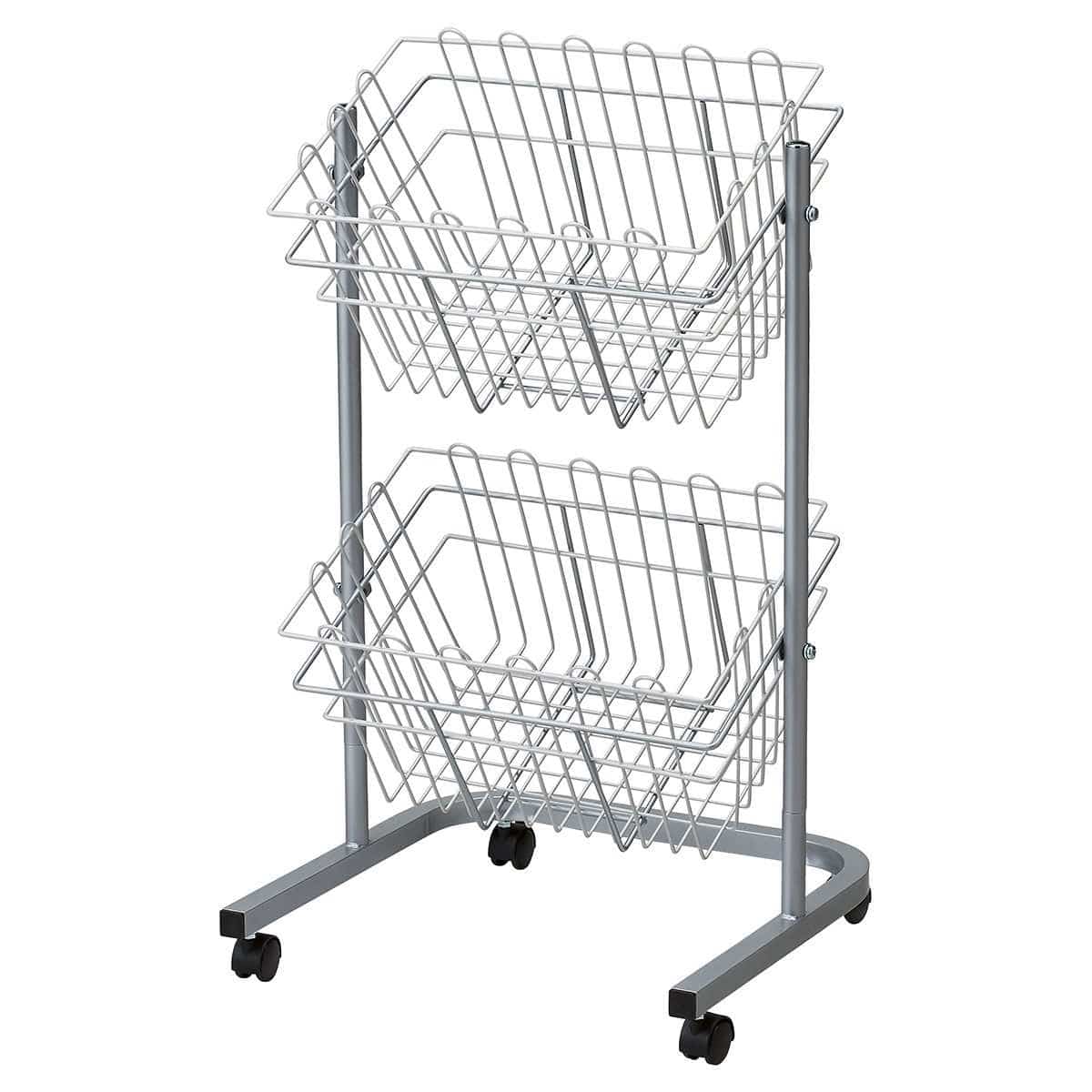 角型投げ込みバスケット 2段〔ストエキオリジナル〕 ホワイト