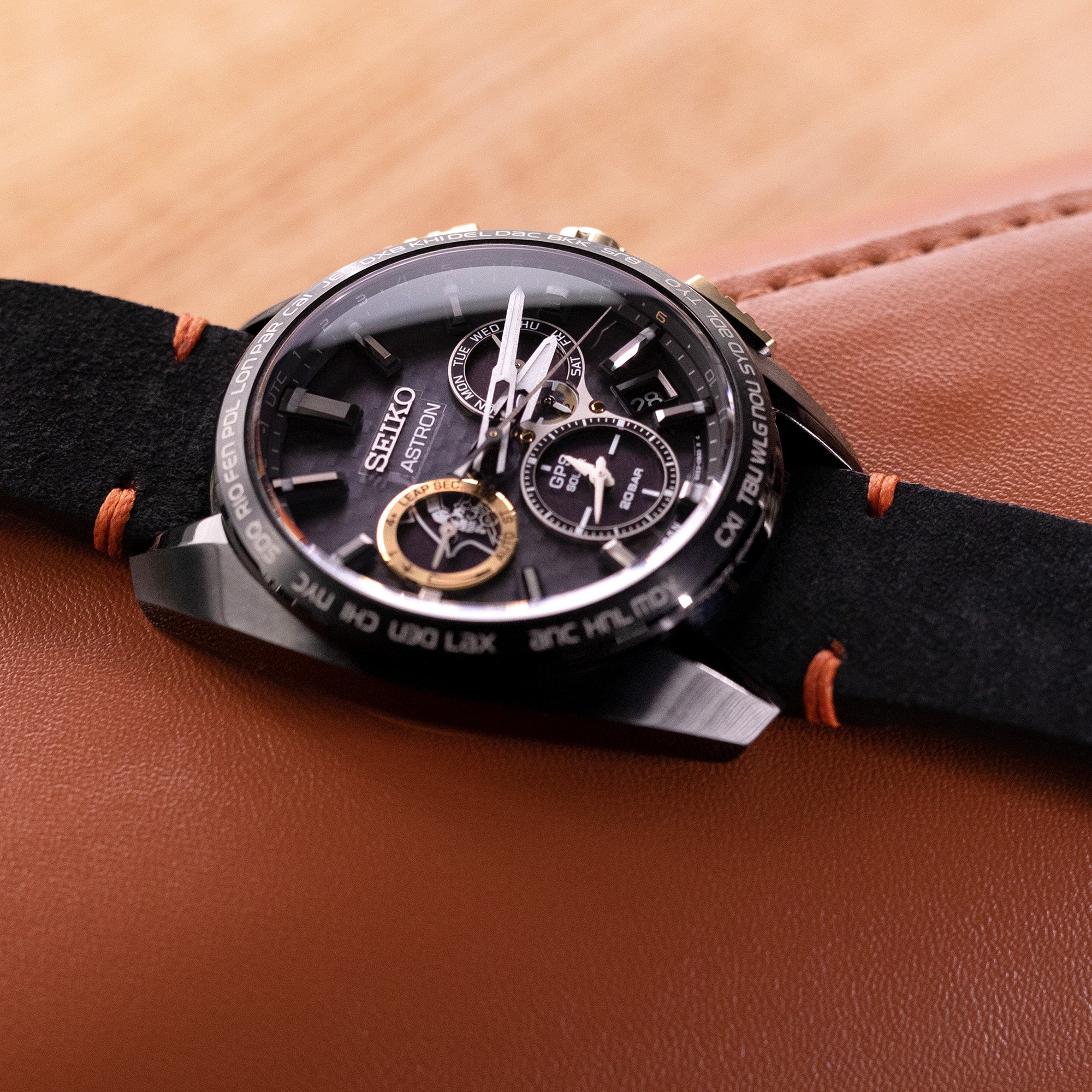 21mm Black Quick Release Italian Suede Leather Watch Bands | Strapcode