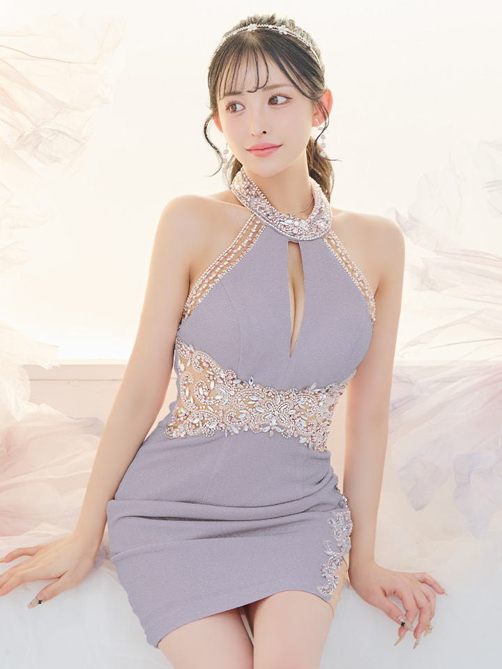 XSサイズあり【IRMA/イルマ】ラメ/ ビジュー/ ホルターネック/ シアー