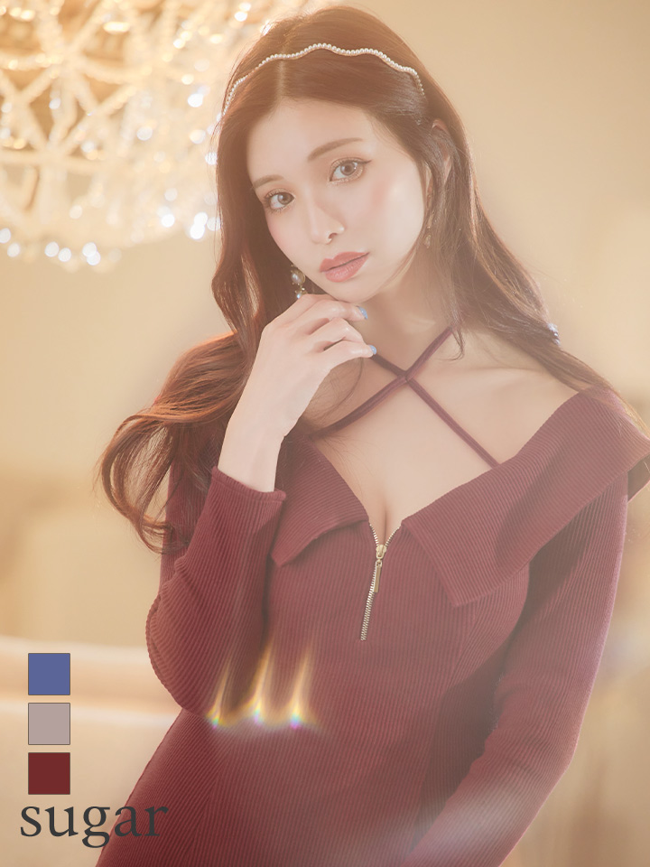 XSサイズあり【Glossy/グロッシー】フロントジッパー/ オフショルダー