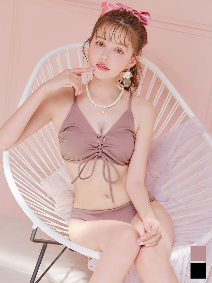 即日発送!】【ビキニ】【水着】レースアップトライアングルビキニ 2点