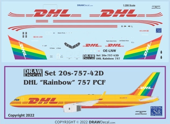 Boeing 757 - DHL Rainbow Draw Decal -20-757-42D