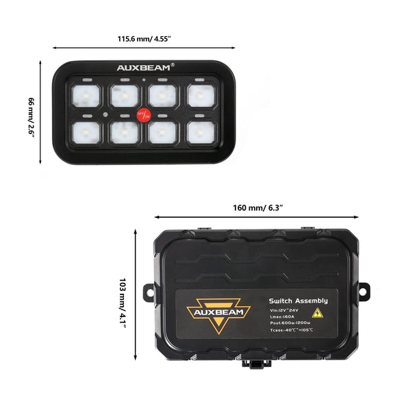 Auxbeam AR-800 RGB Switch Panel with APP, Toggle/ Momentary
