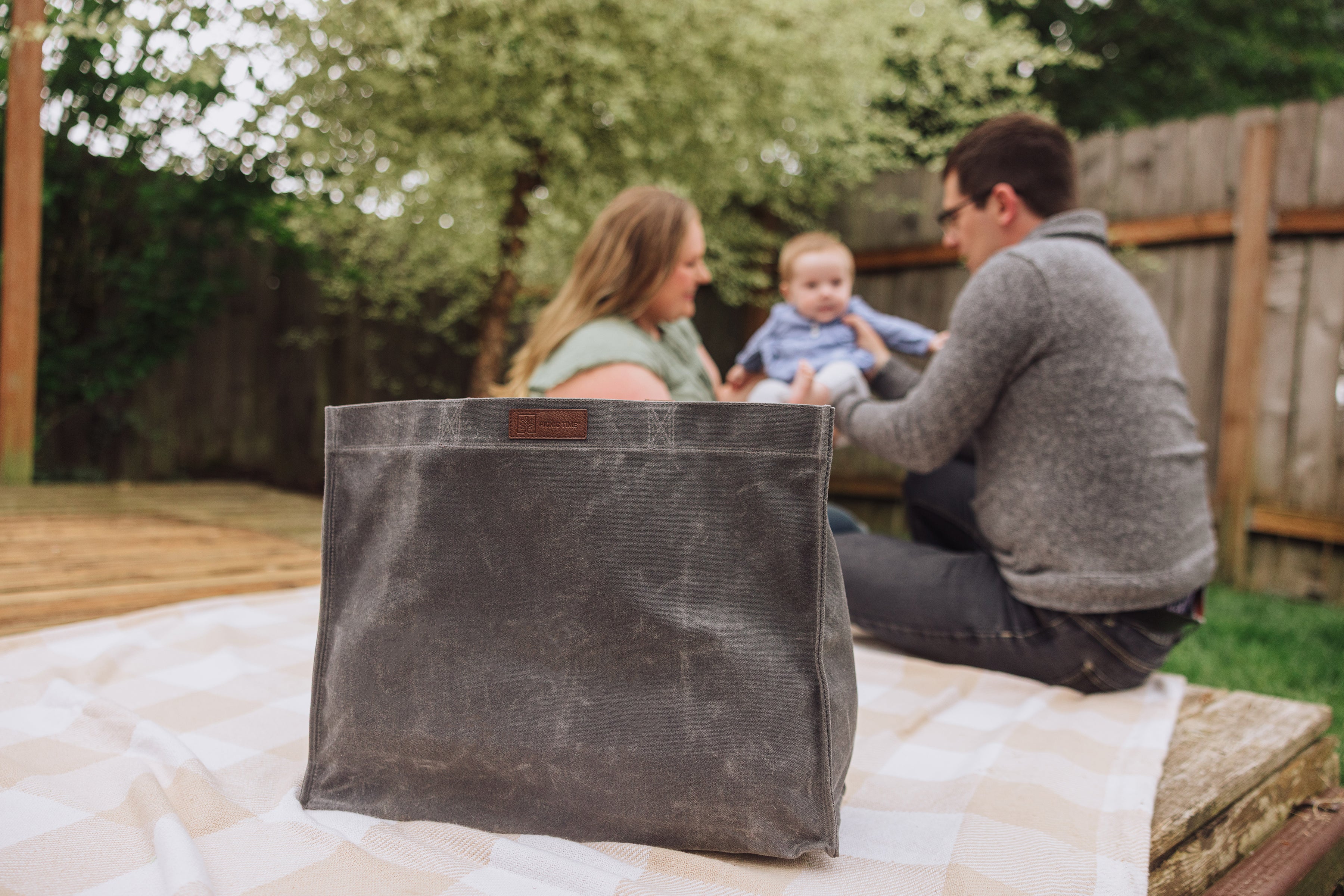Market Waxed Canvas Tote with Leatherette Handles – PICNIC TIME