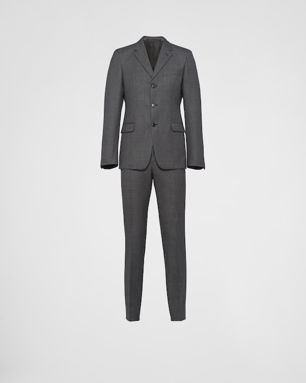 Navy Single Breasted Wool And Mohair Suit | PRADA