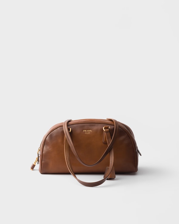 ココアブラウン プラダ ボウリング ミディアム スエード バッグ | PRADA