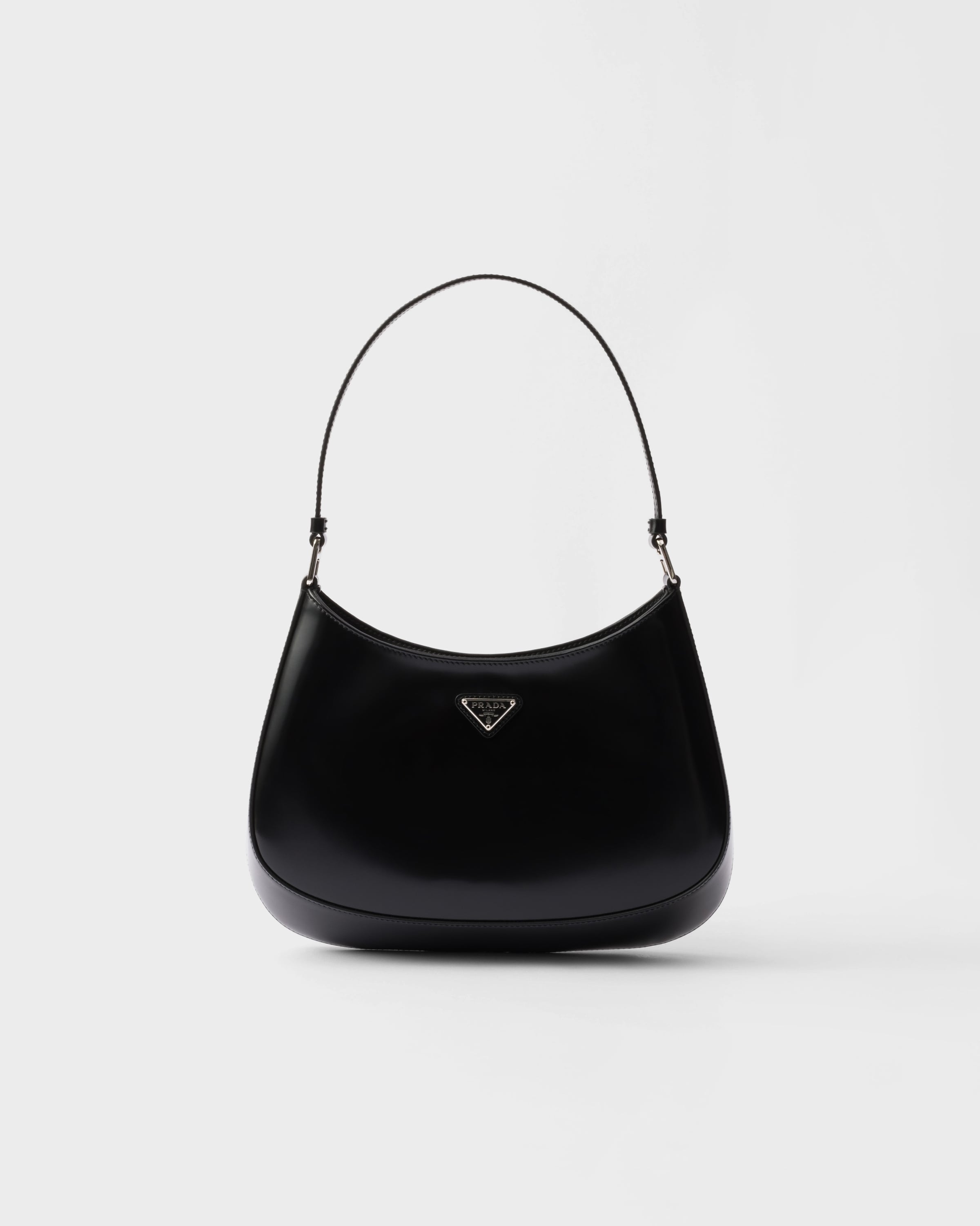 Black Prada Cleo Brushed Leather Shoulder Bag | PRADA