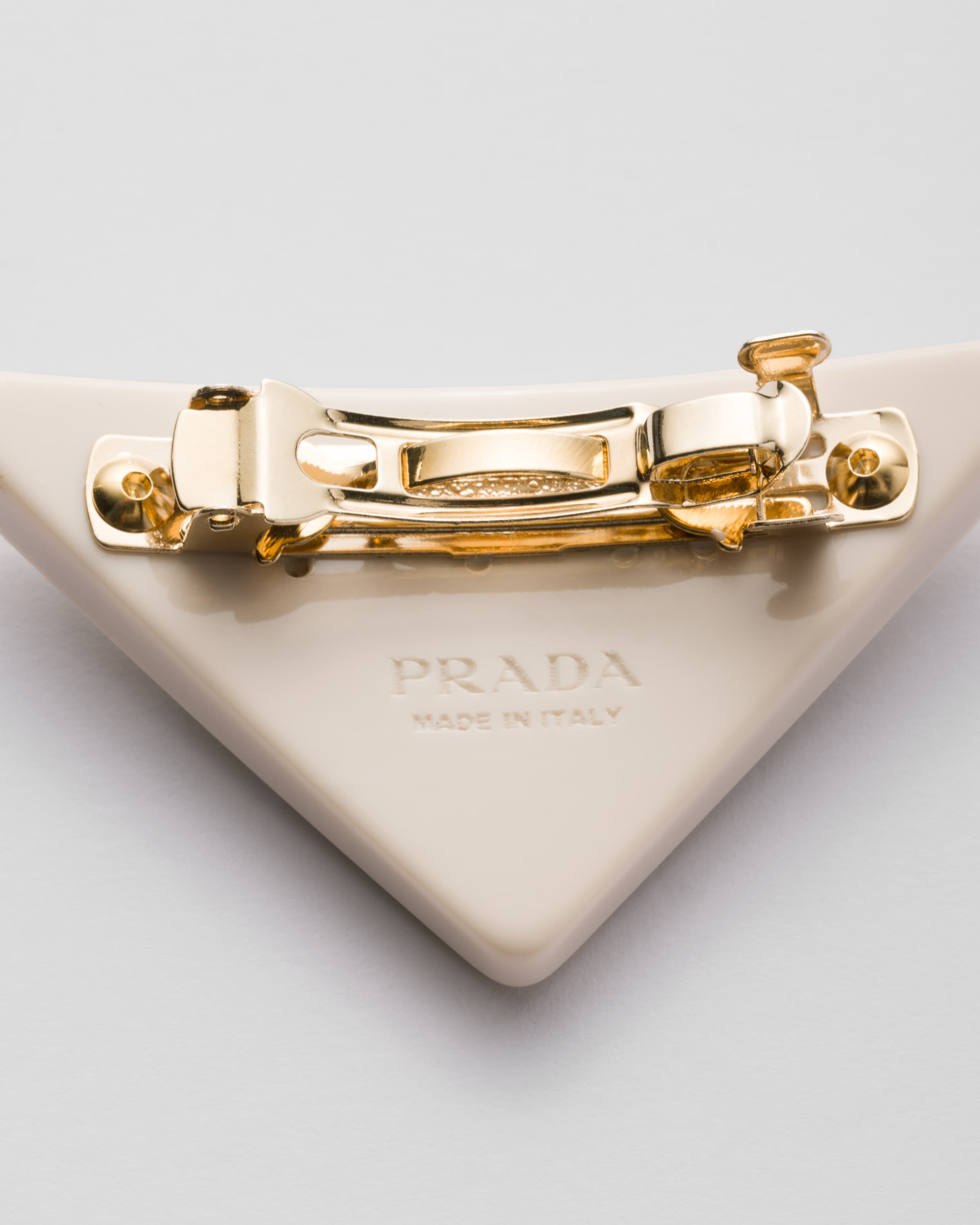 アイボリー プレキシガラス ヘアクリップ | PRADA