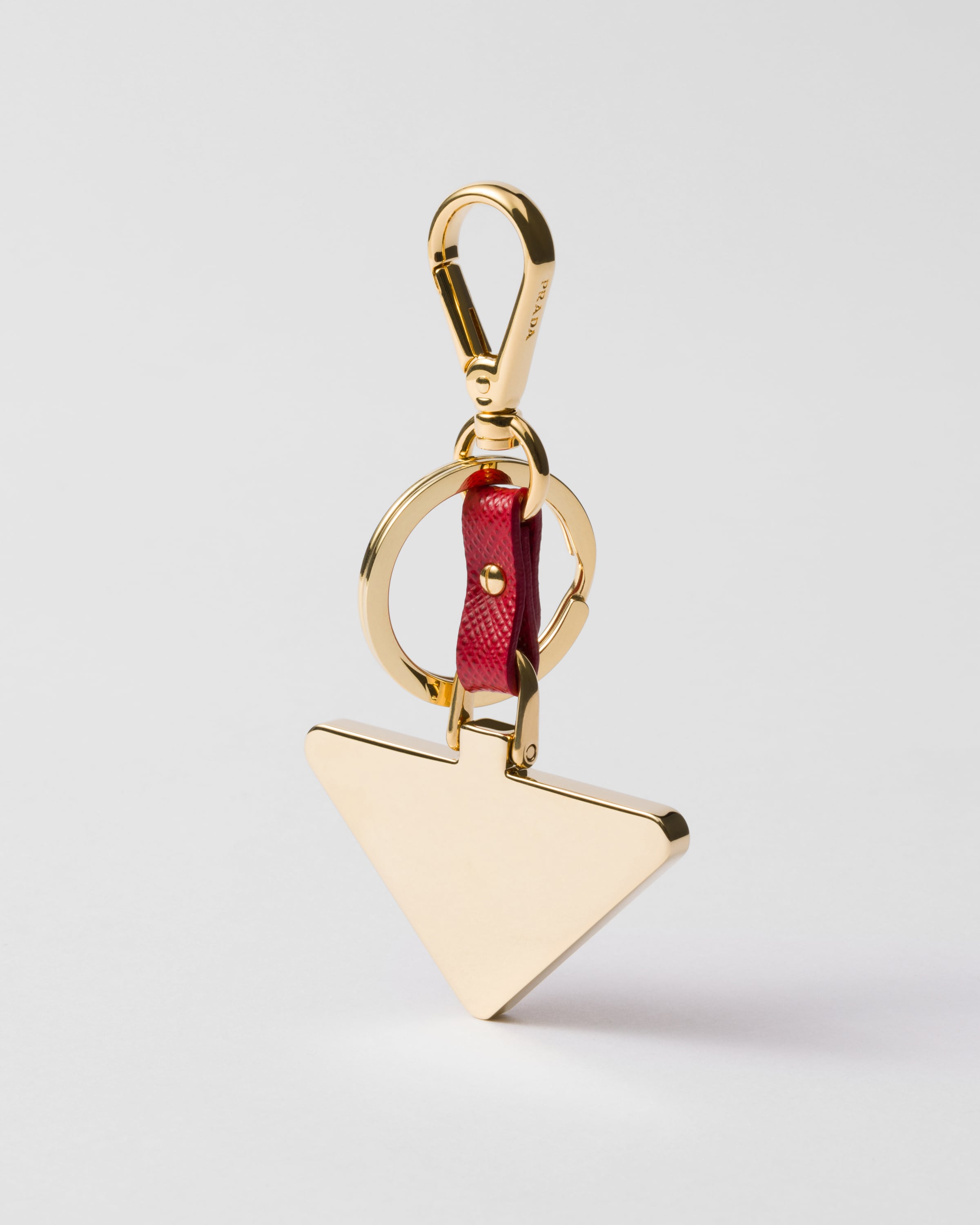 ファイアリーレッド サフィアーノレザー X メタル キーチェーン | PRADA