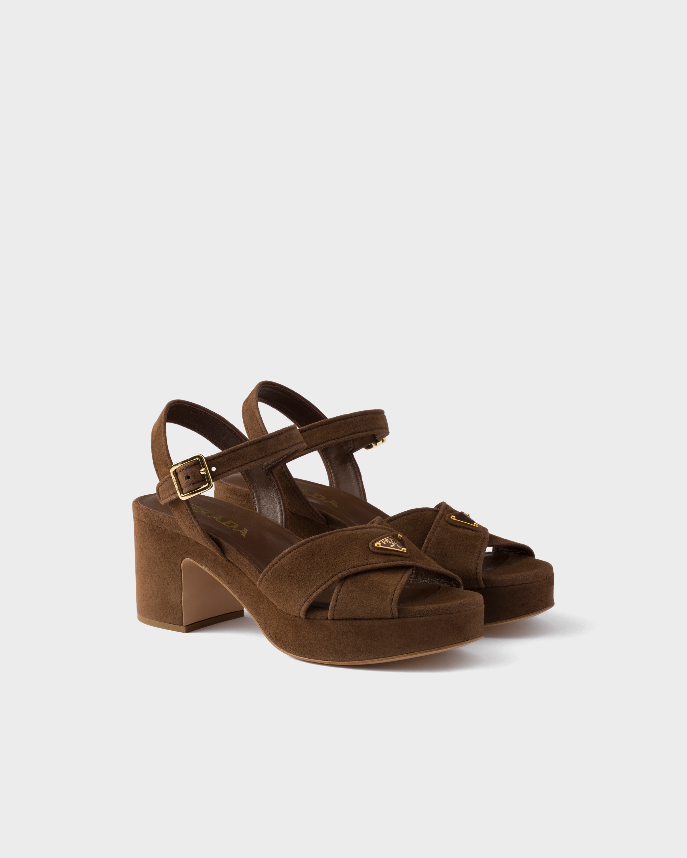 Cocoa Brown Suede Platform Sandals | PRADA