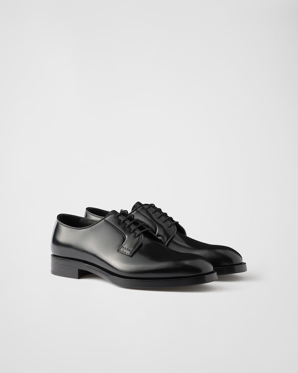ブラック ブラッシュドレザー ダブルモンクストラップ シューズ | PRADA
