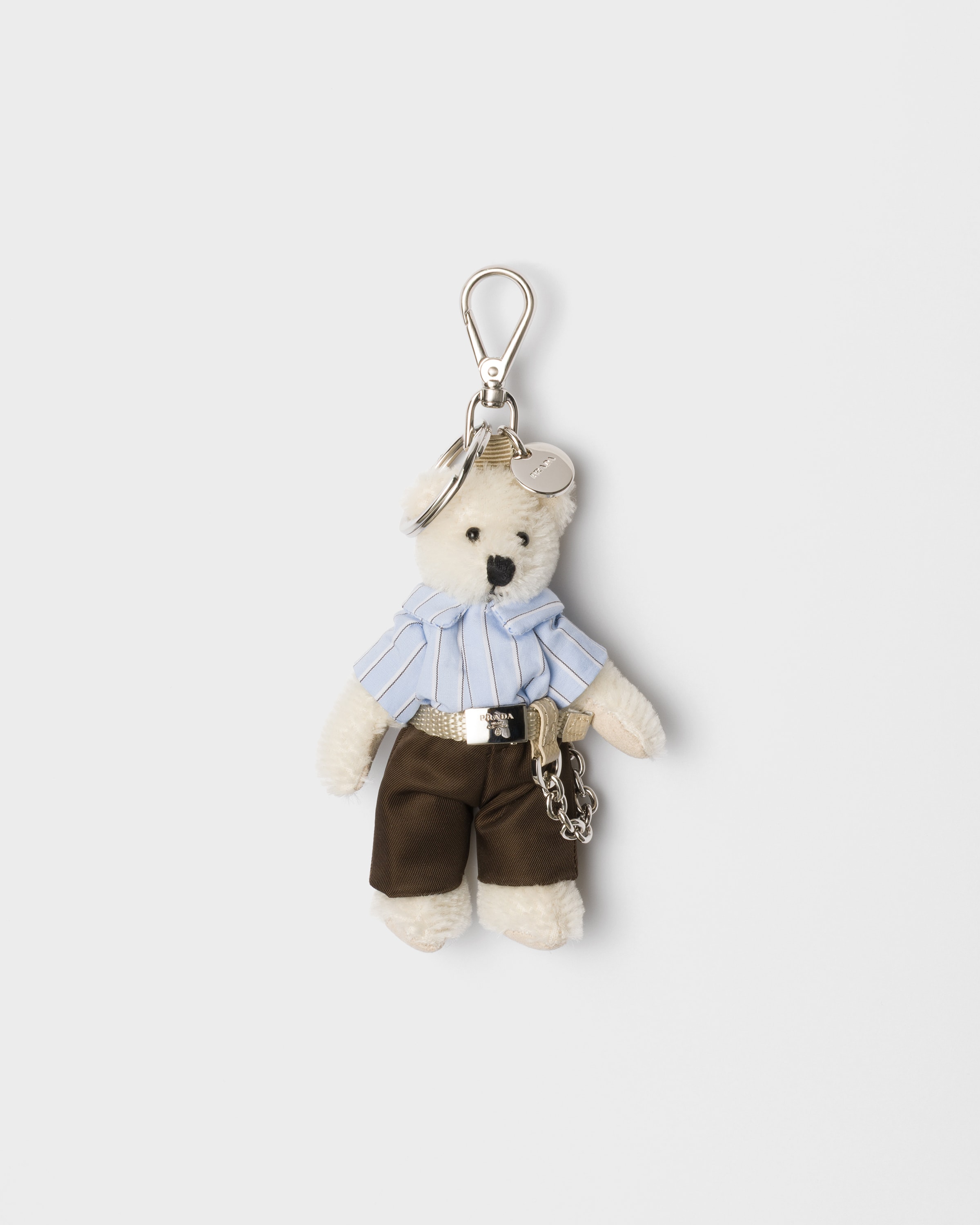ホワイト メタルリング付 Teddy キーチェーン チャーム | PRADA