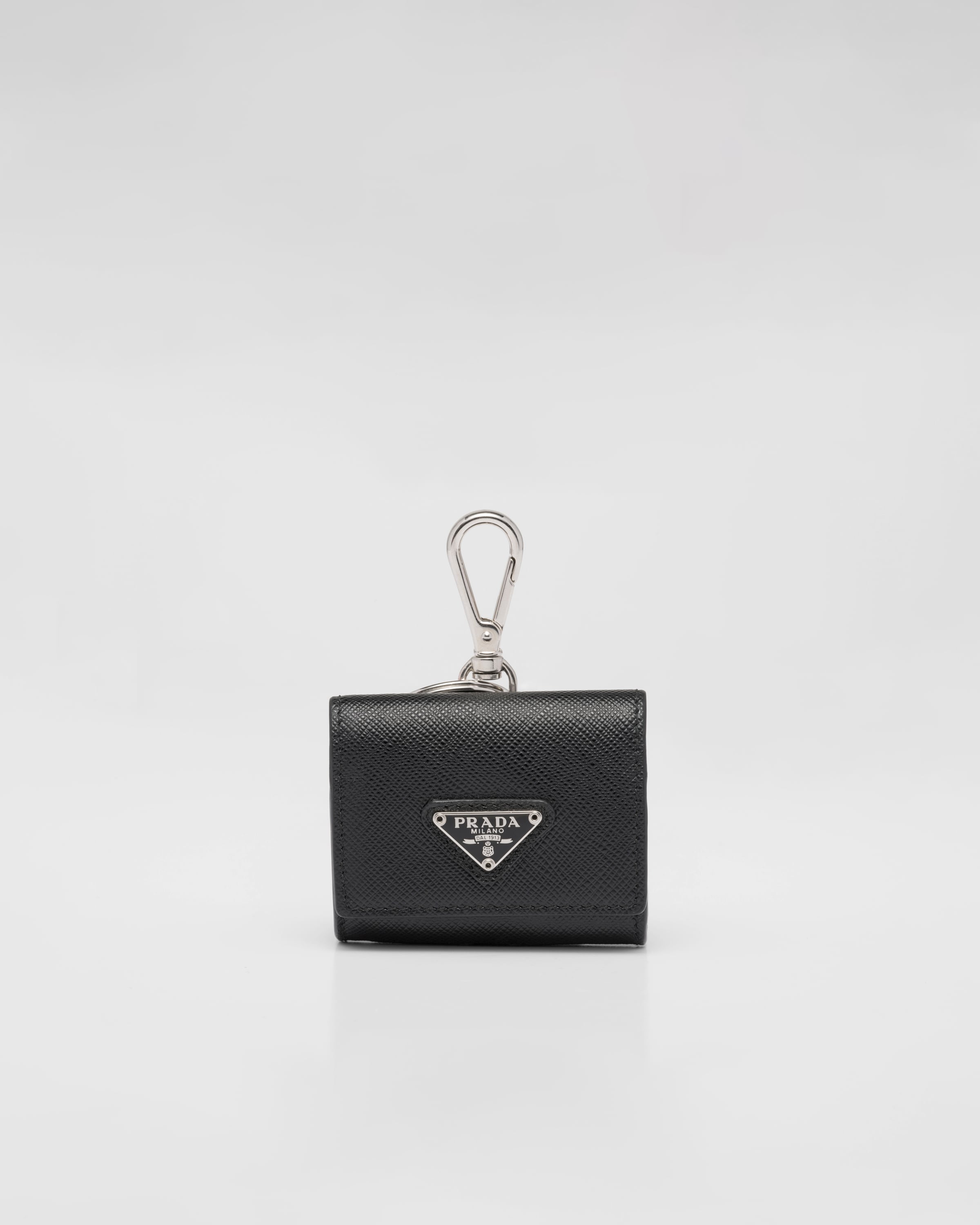 Black Saffiano Leather Headphone Case With Keychain | PRADA