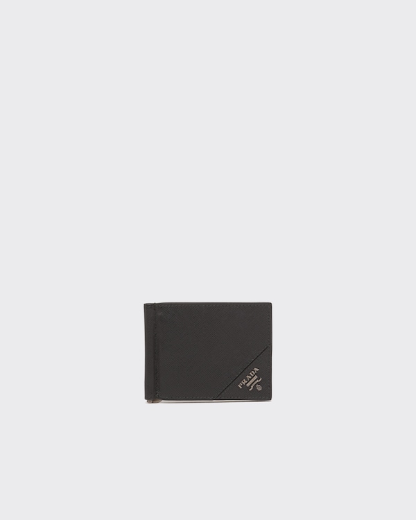 ブラック マネークリップ付サフィアーノレザー 財布 | PRADA