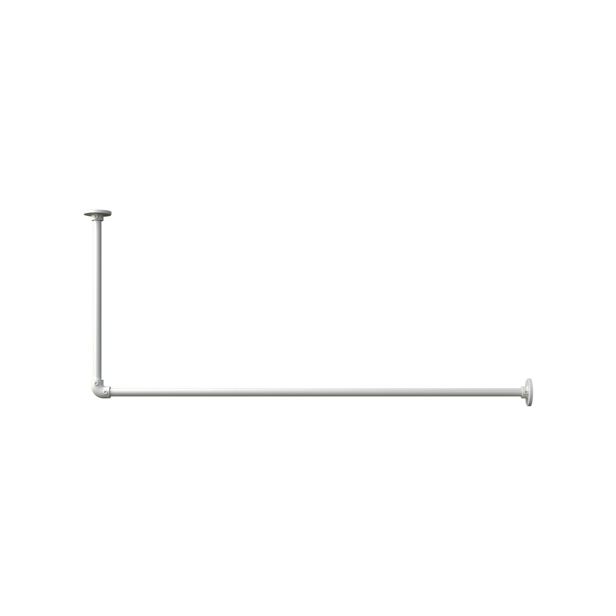 アイアンハンガーパイプ L型-天井吊セット H500 ホワイト | PS-HB008