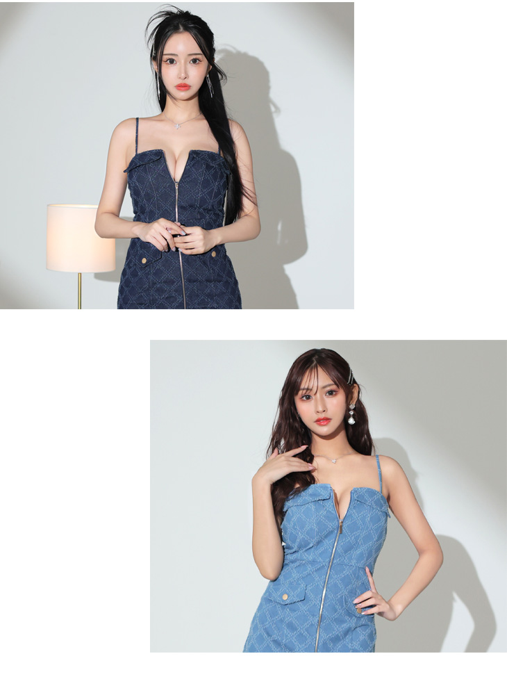 XSサイズあり】センタージップデニムタイトミニキャバドレス(GL3246)