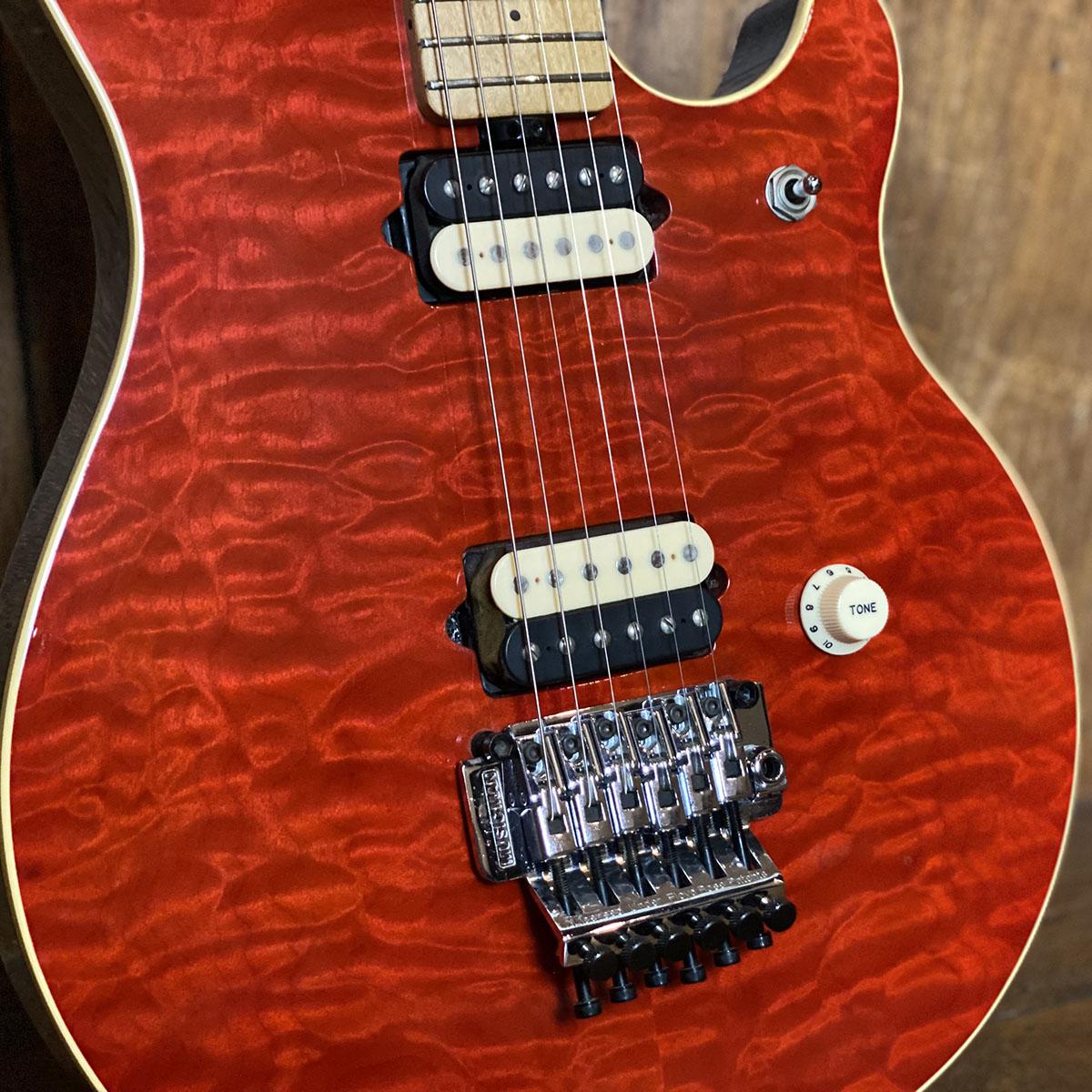 ギター Music Man Axis Ex Trans Red Musicman Axis EX 1997 Translucent Red Guitar For Sale Rickguitars