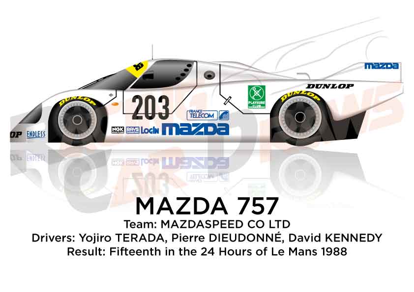 Mazda 757 n.203 fifteenth in the 24 hours of Le Mans 1988