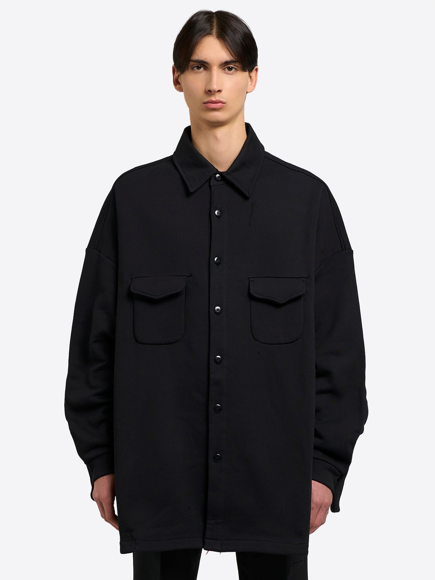 Random Identities | Sweatshirt Over Shirt in Black