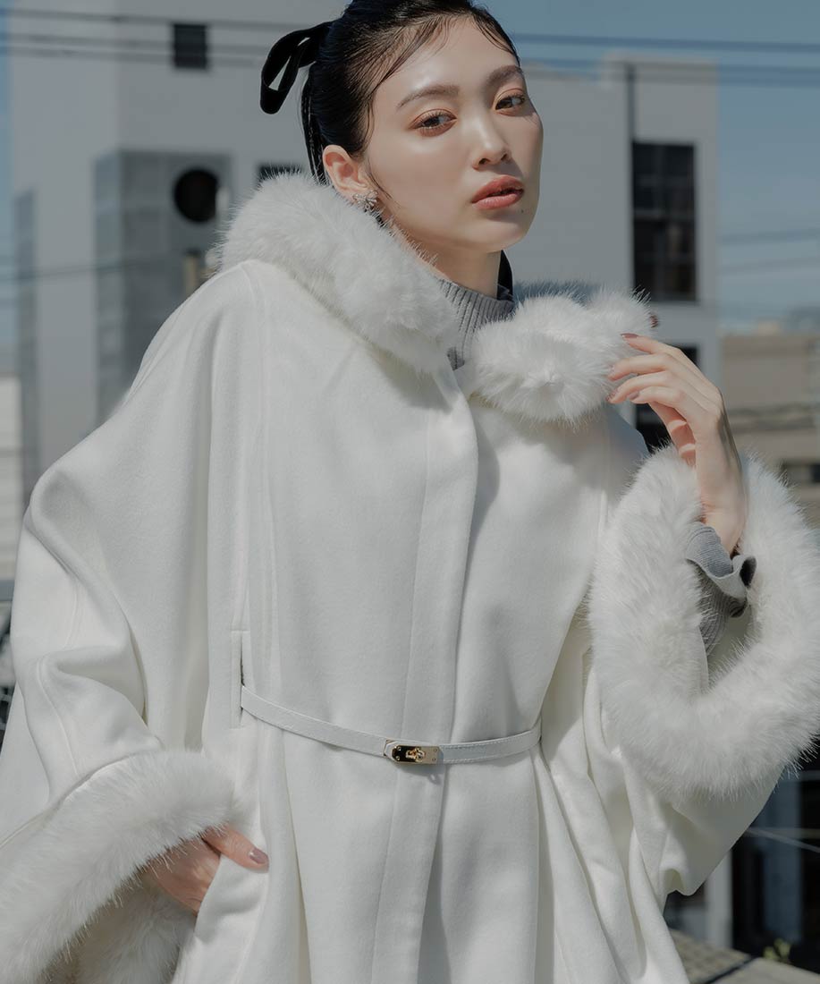 SALE】2WAY ファー付きミドルケープコートRANDA公式サイト