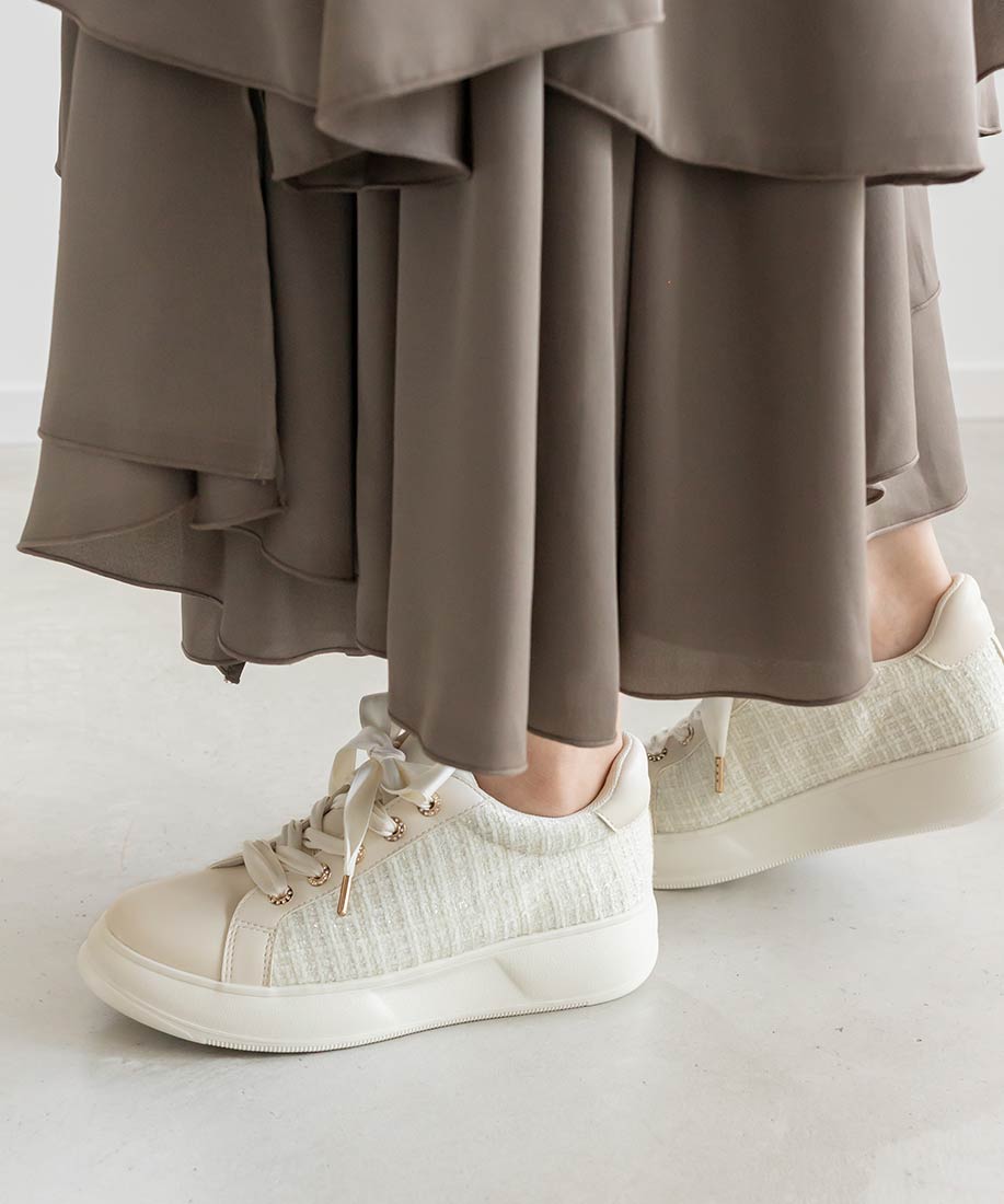 SALE】コンビマテリアルサテンリボンスニーカーRANDA公式サイト